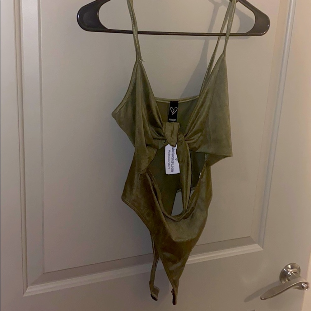 Cutout Bodysuit with Tie